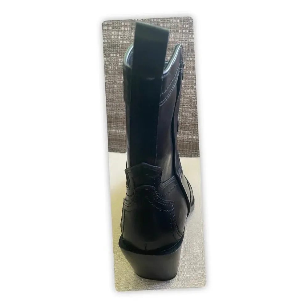 Madden Girl Women’s Black Western Ankle Boots Pointed Toe Block Heel 8M NWOT